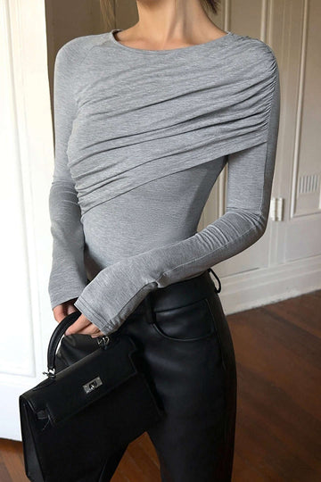 Layered Ruched Long Sleeve Top