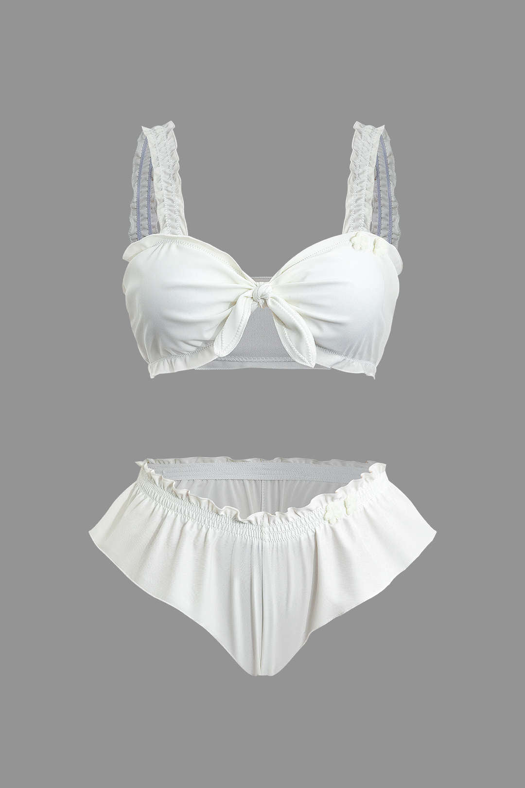 Knot Frill Trim Bikini Swimsuit Set