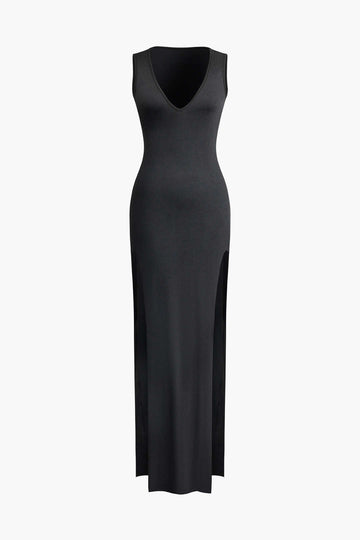 V-neck Slit Maxi Dress