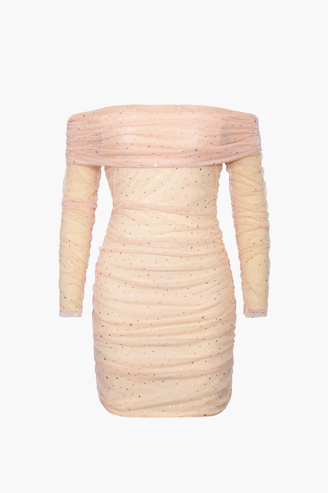 Sequins Mesh Ruched Mini Dress