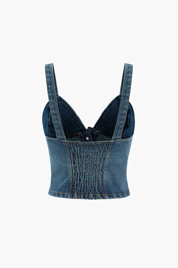 Button Front Denim Cami Top