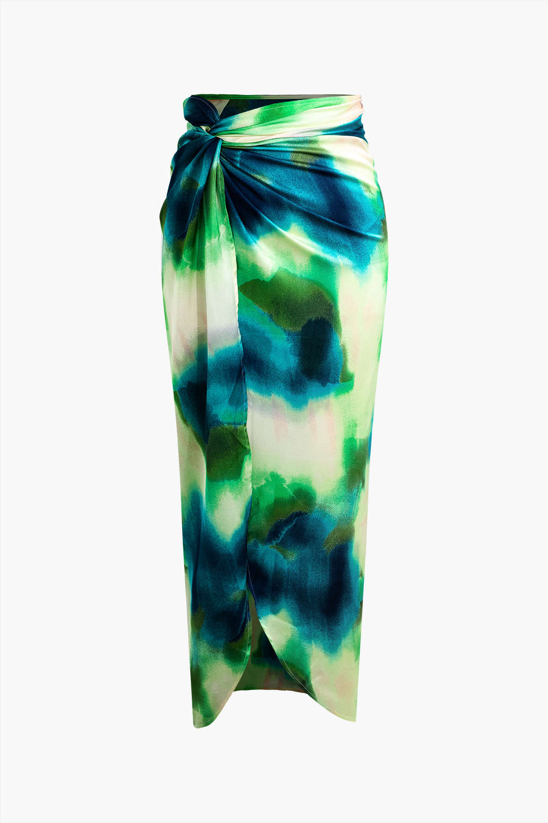 Tie Dye Twist Split Midi Skirt