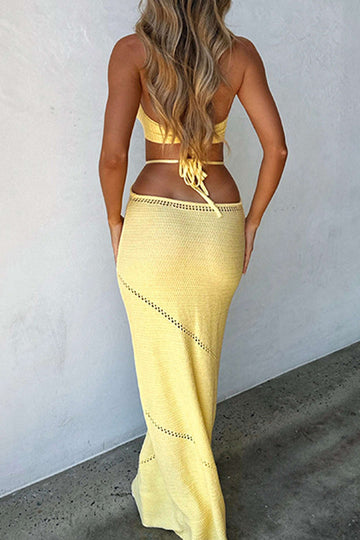 Cut Out Tie Halter Maxi Dress