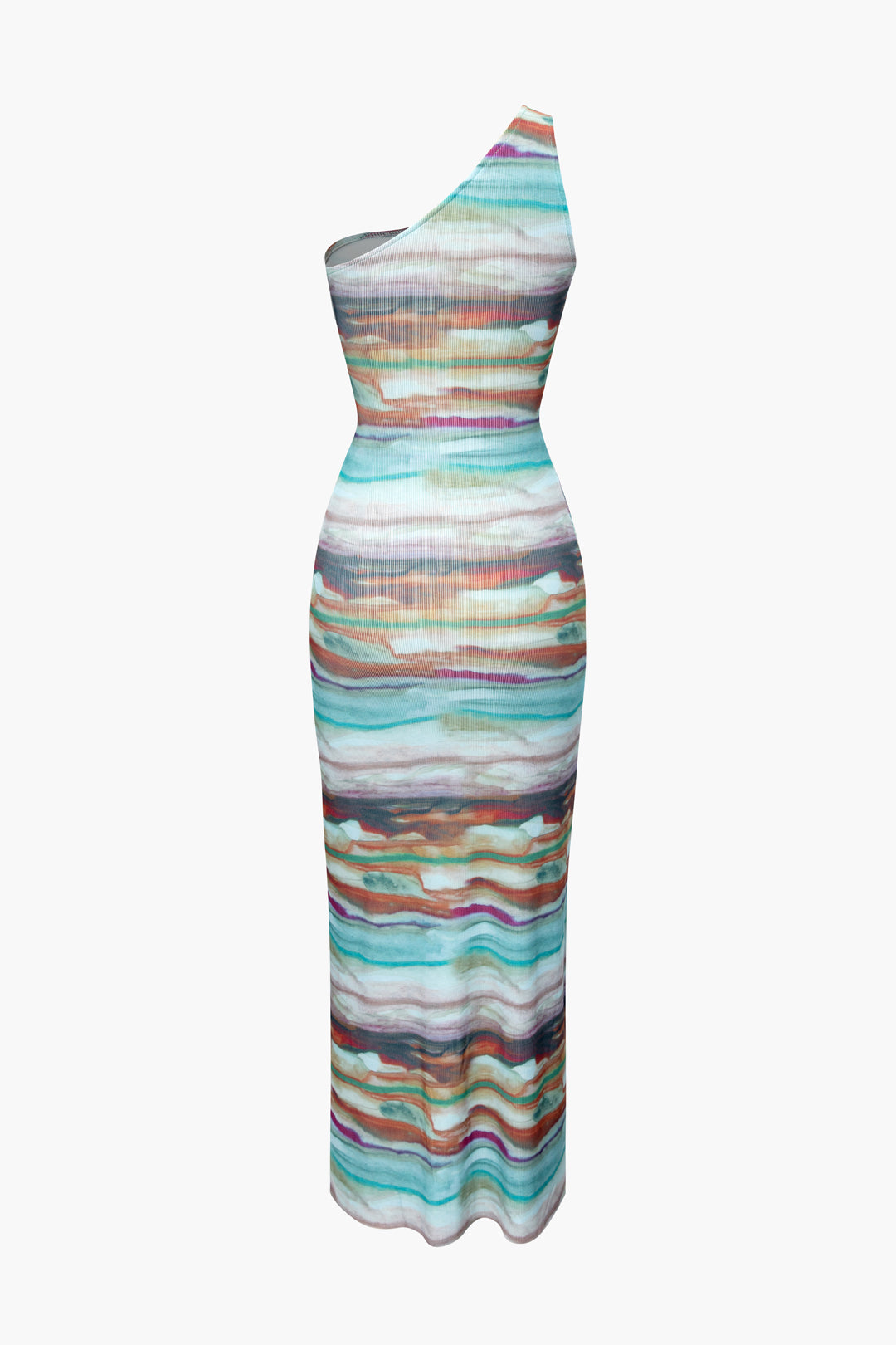 Abstract Print One Shoulder Maxi Dress