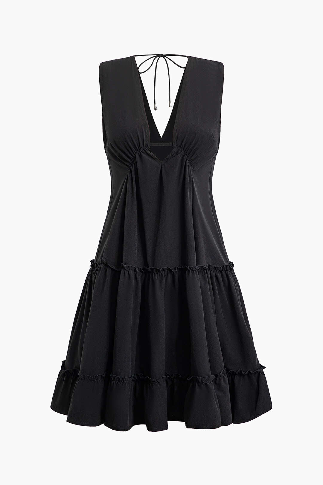 V-neck Ruffle Sleeveless Mini Dress