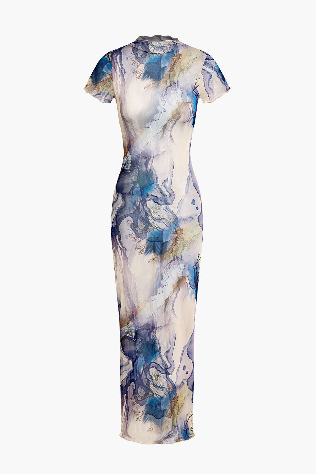 Watercolor Mock Neck Maxi Dress