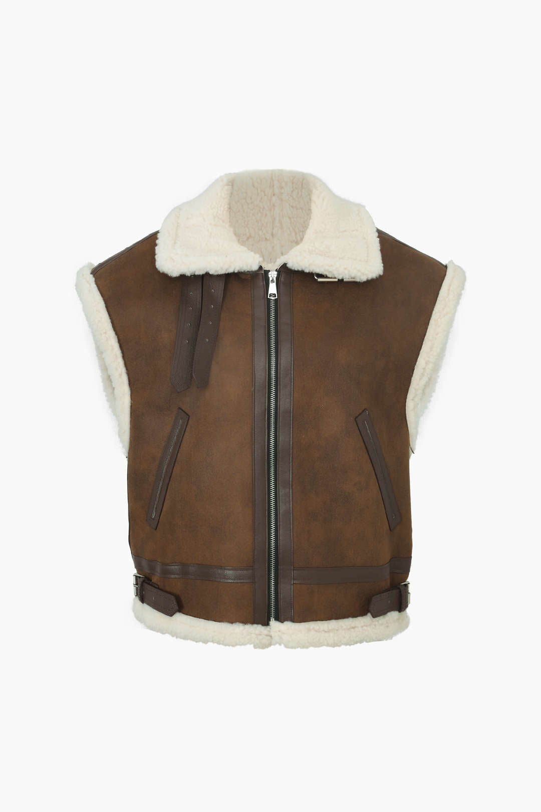 Faux Fur Trim Suede Vest