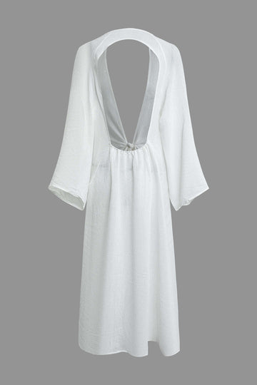 Knot Front V-neck Backless Cover Up