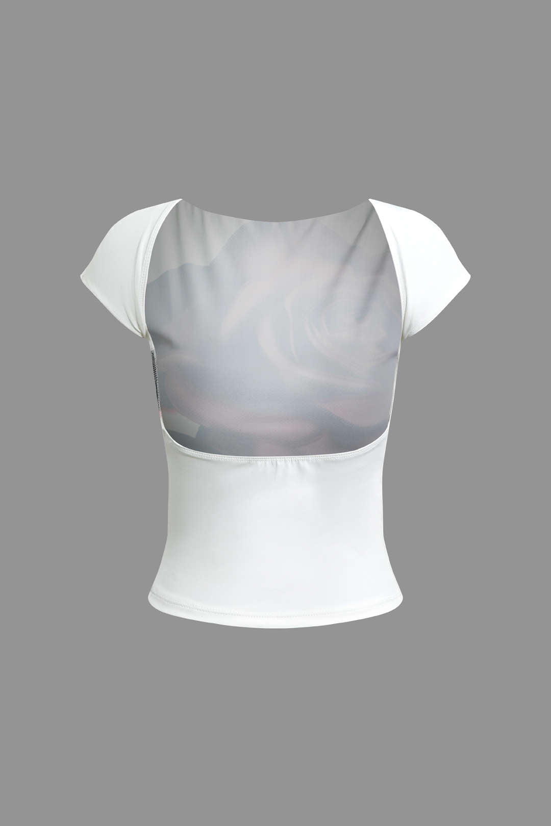 Rose Print Backless T-shirt