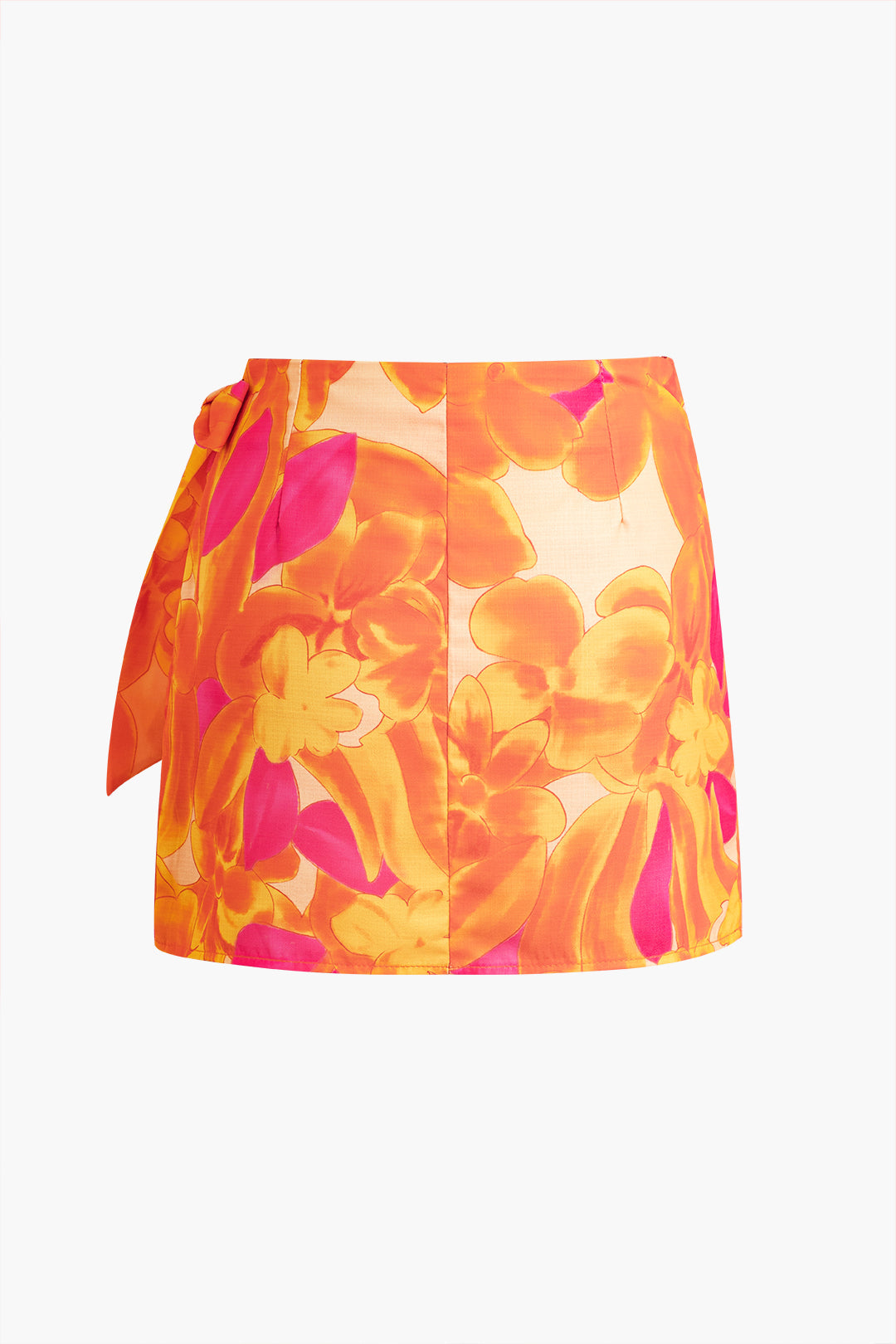 Floral Print Knotted Wrap Mini Skirt