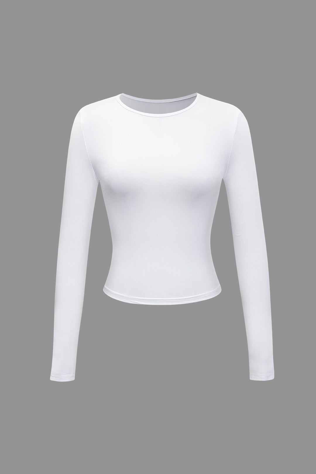 Solid Round Neck Long Sleeve Top