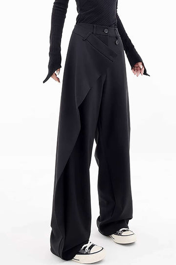 Draped Wrap Straight Leg Suit Pants