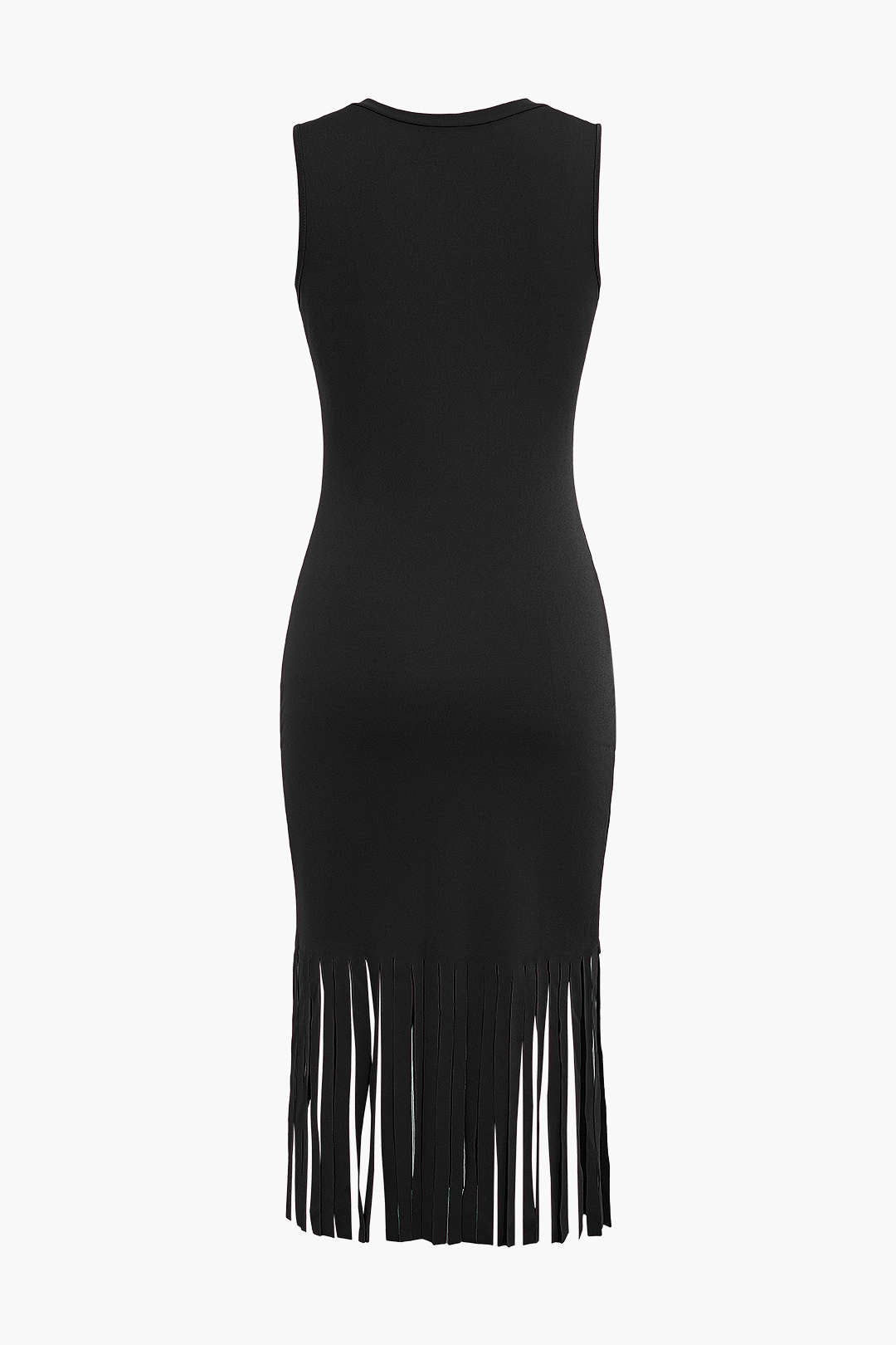 Fringe Hem Sleeveless Midi Dress