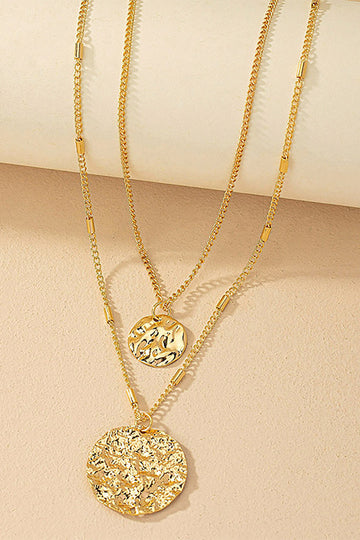 Double Layer Disc Pendant Necklace