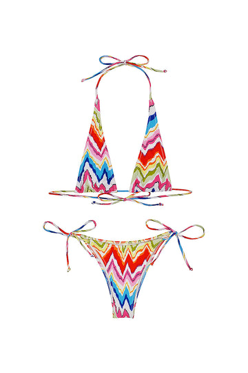 Rainbow Tie Halter Bikini Set