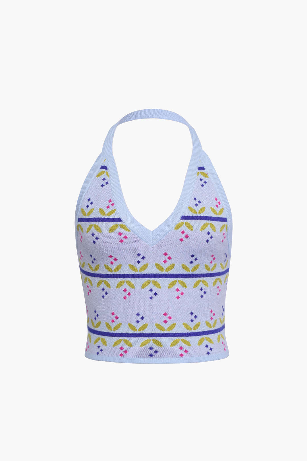 Jacquard Halter Crop Top