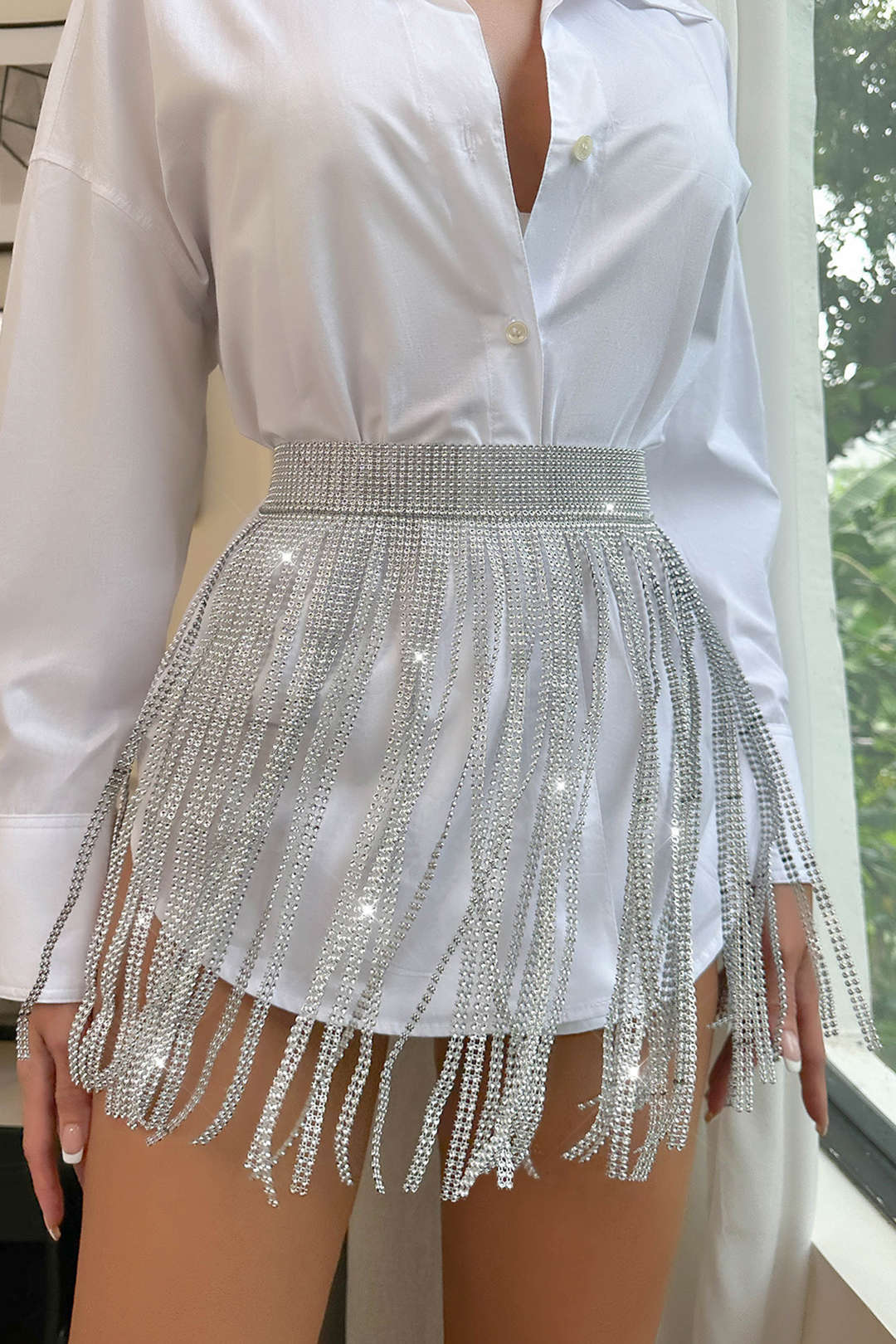 Rhinestone Fringe Skirt