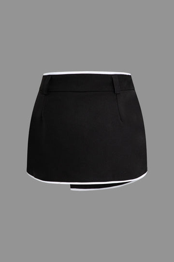 Contrast Trim Wrap Skort