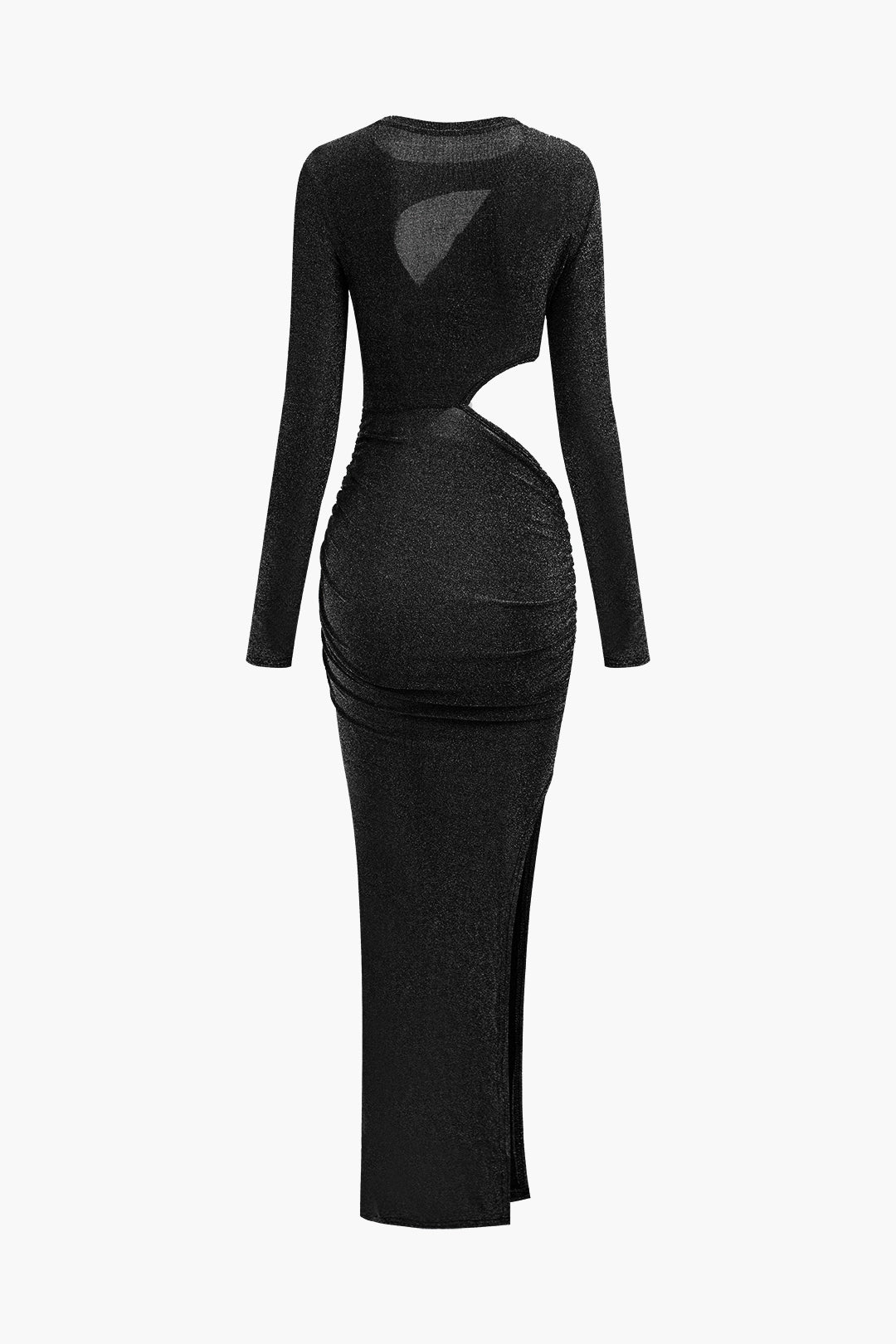 Lurex Asymmetric Cut Out Long Sleeve Maxi Dress