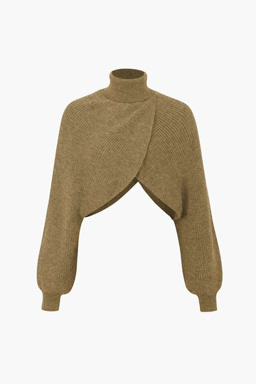 Batwing Sleeve Turtleneck Crop Sweater