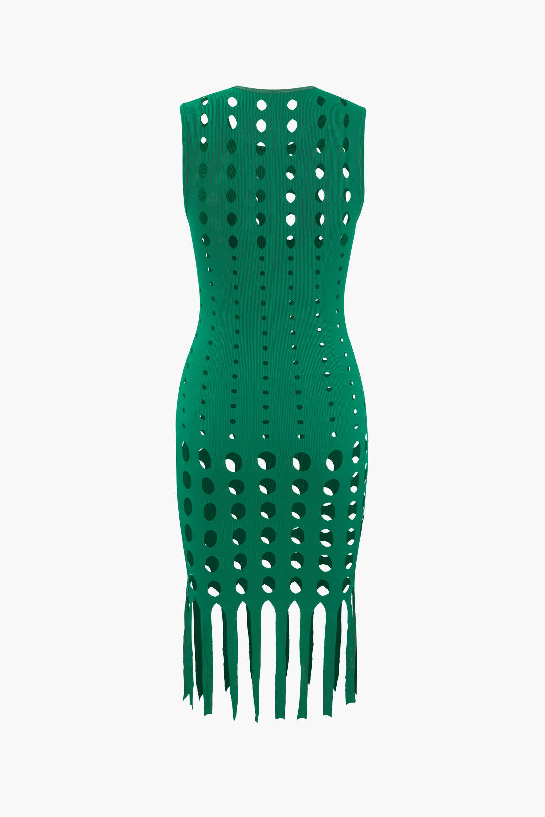 Cut Out Fringe Hem Sleeveless Midi Dress