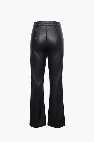 Faux Leather Straight Leg Pants