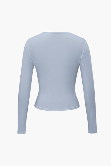 Solid Round Neck Long Sleeve Top