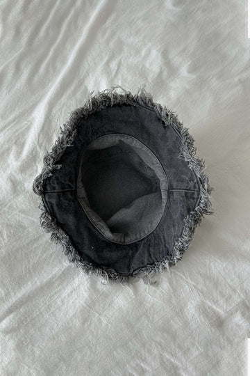 Distressed Fray Denim Bucket Hat