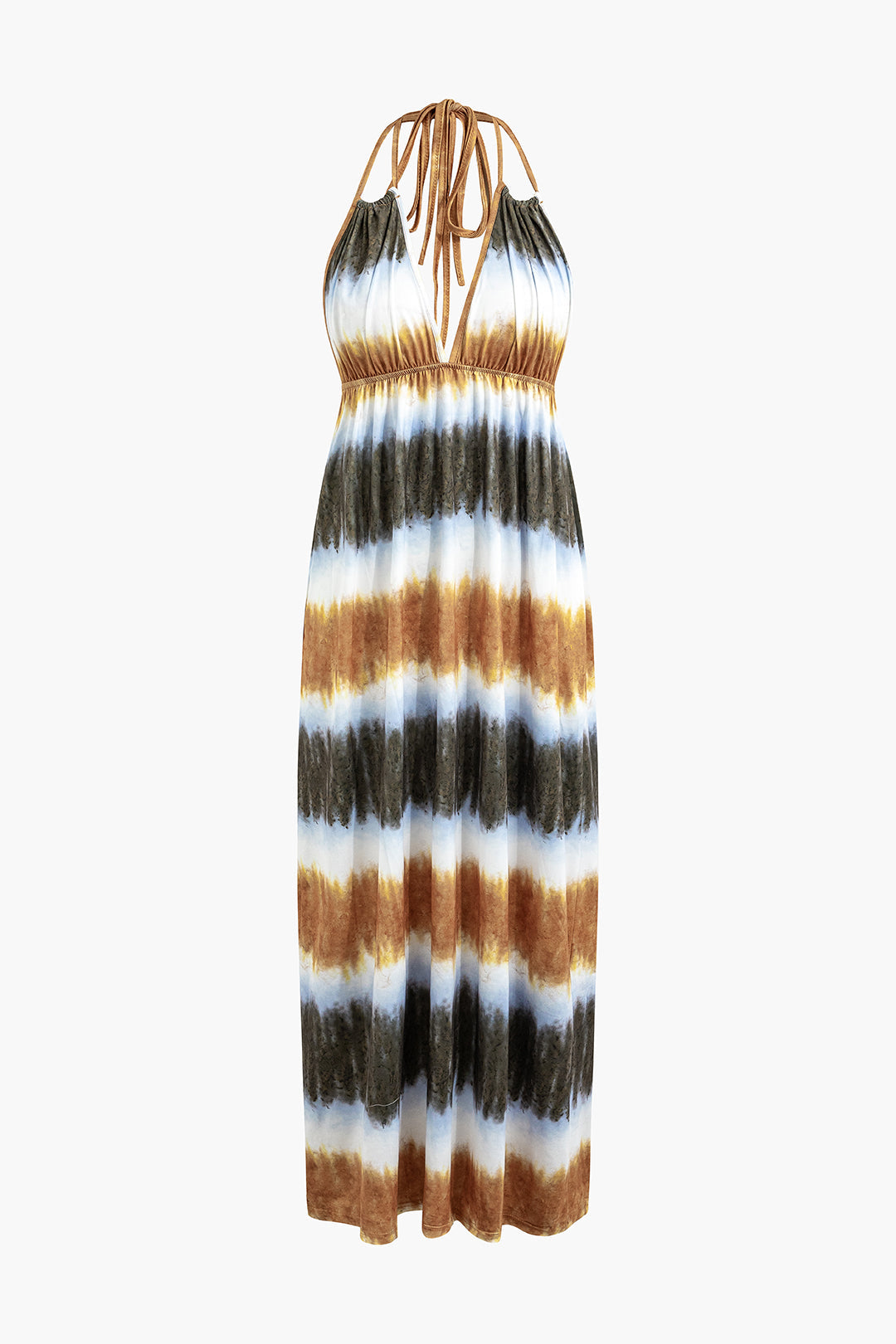 Tie Dye V-neck Halter Backless Maxi Dress