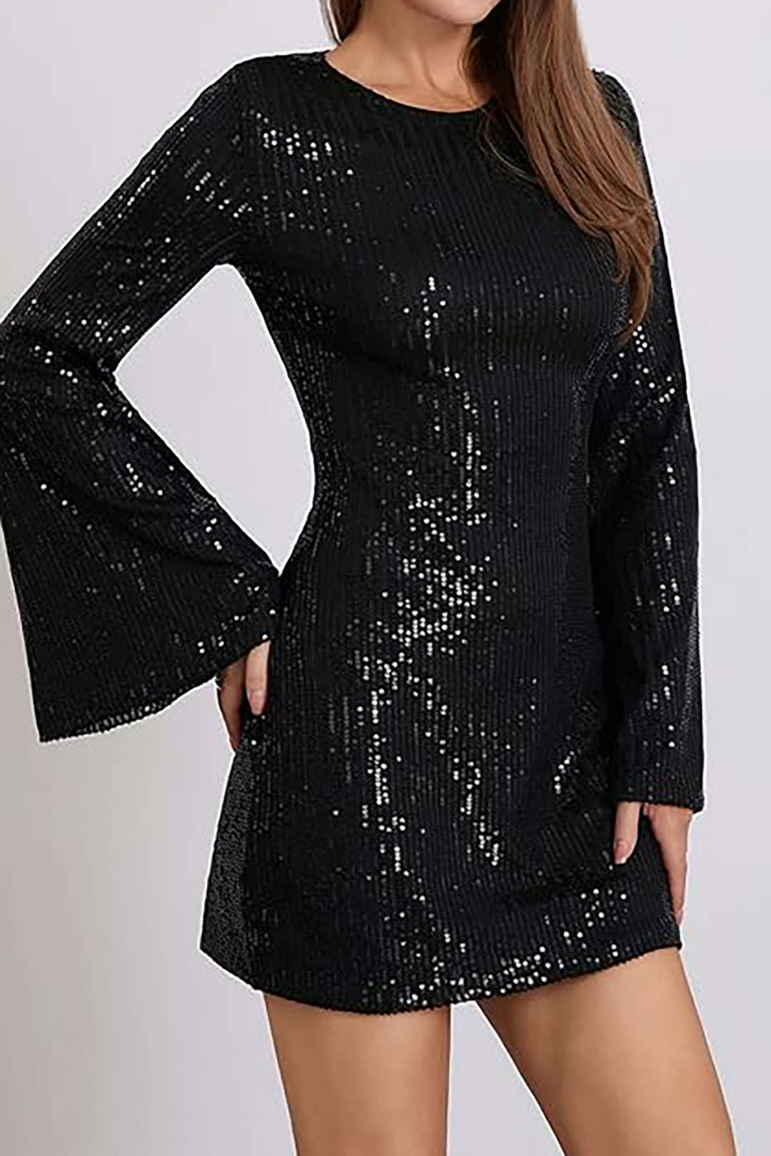 Sequin Bell Sleeve Mini Dress