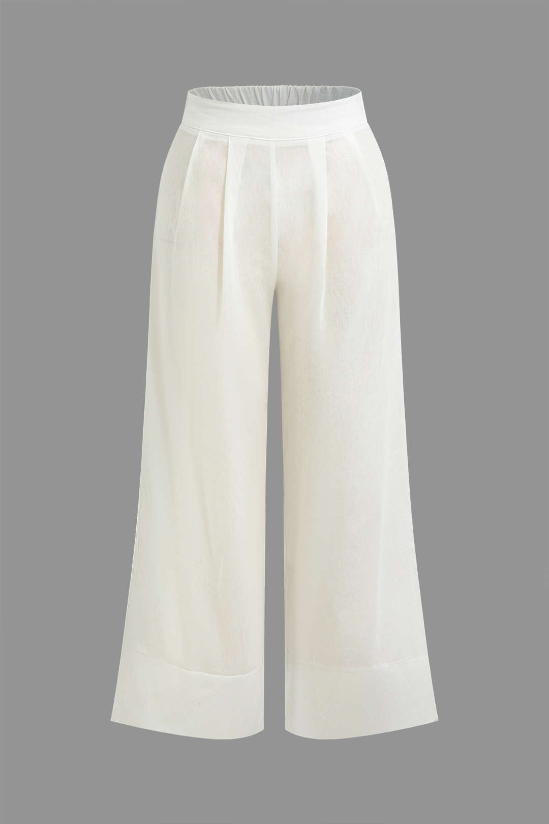 Solid Square Neck Tank Top And Pleated Wide Leg Pants Set