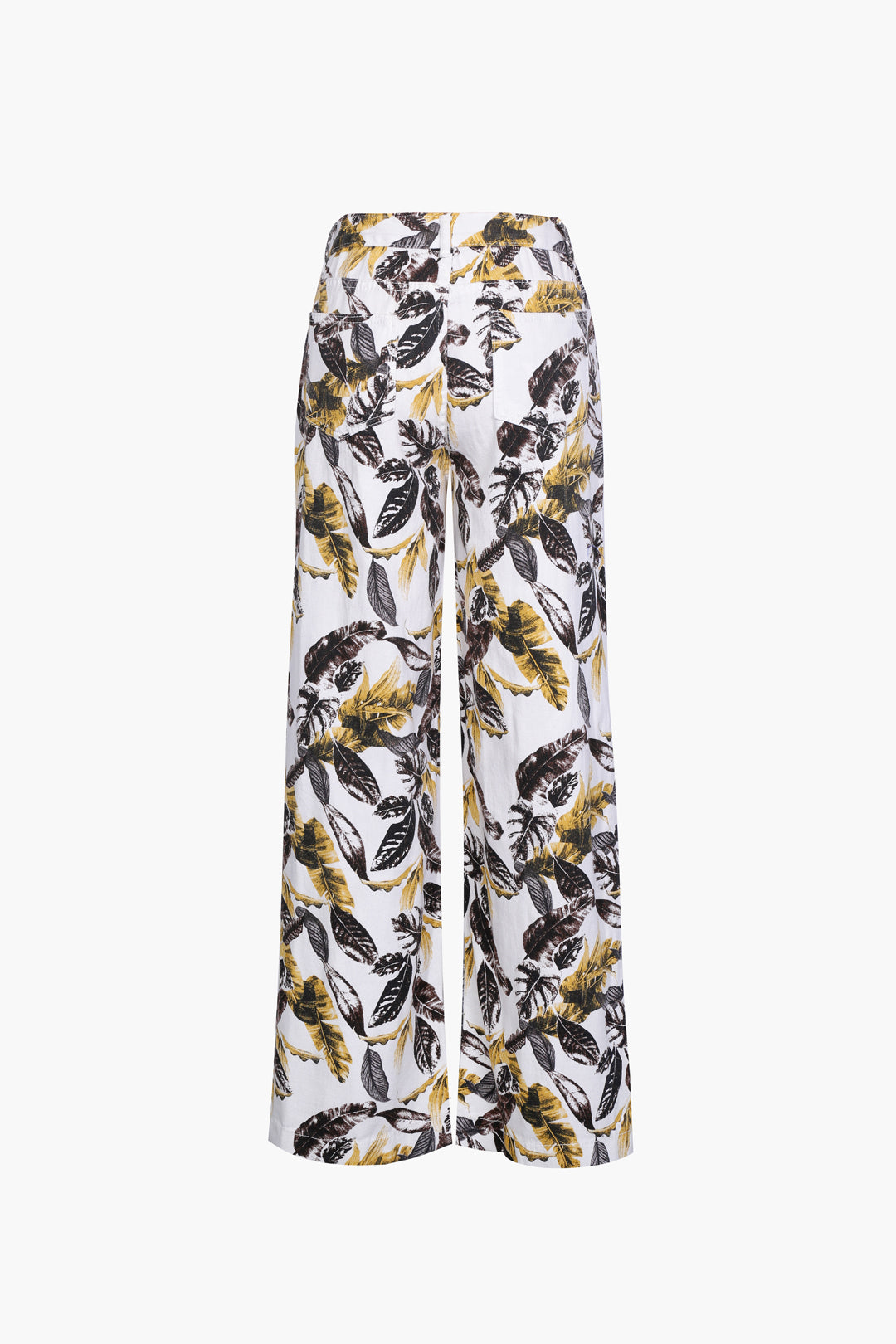 High Waist Leaf Print Straight Leg Pants