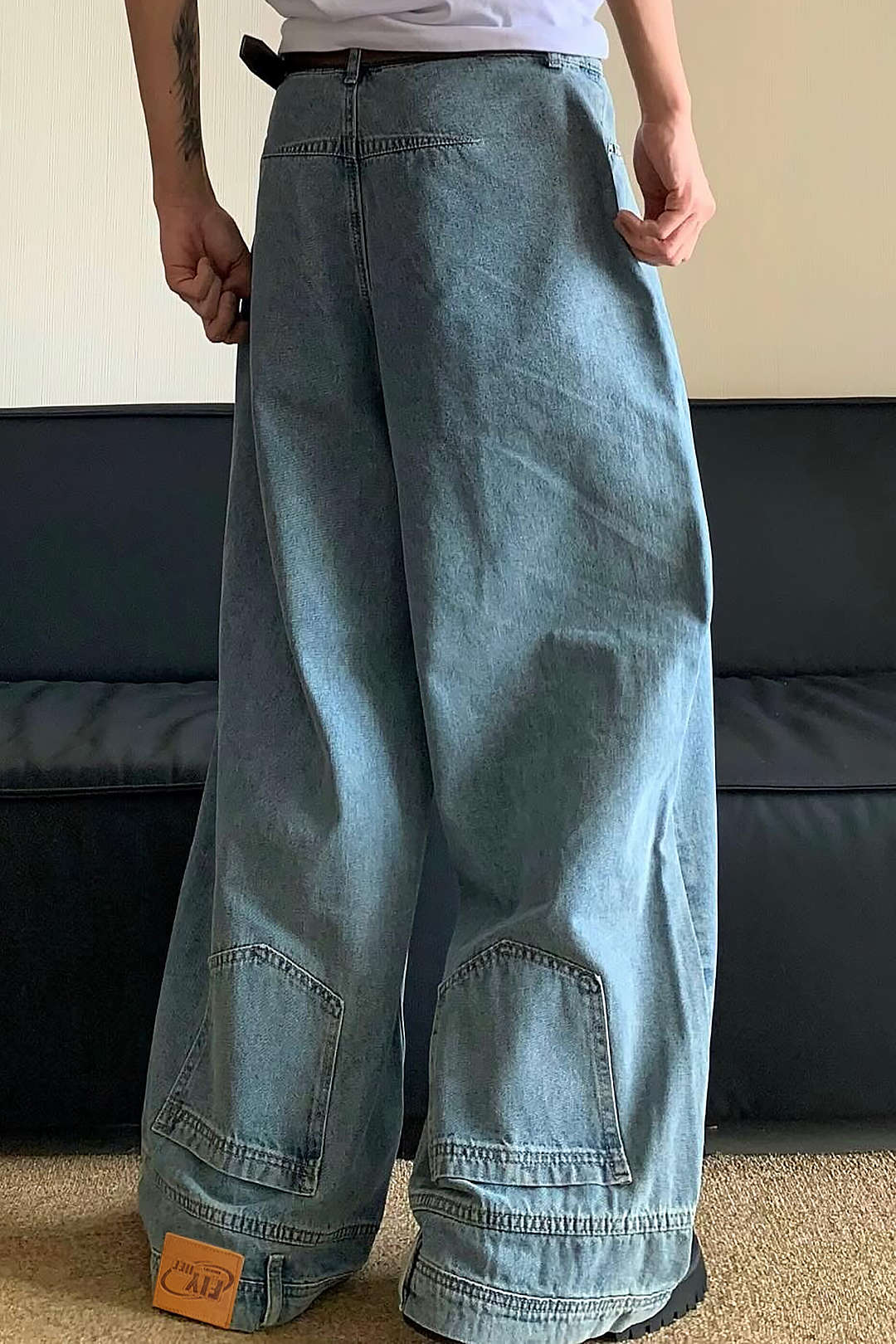 Faded Wide Leg Jeans