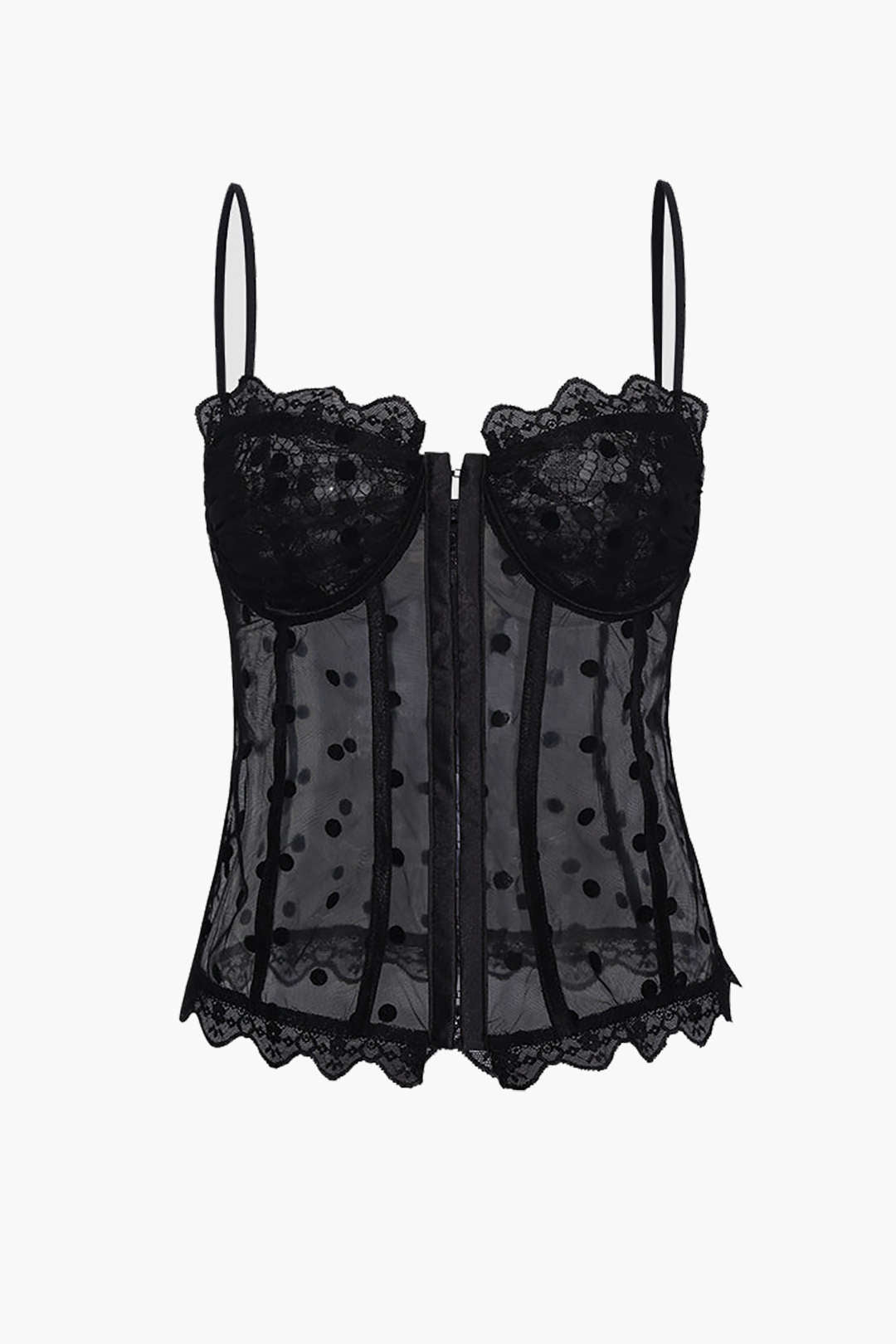 Lace Detail Mesh Corset Top