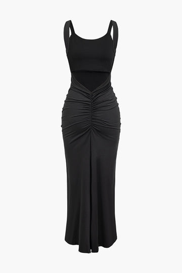 Backless Strap Ruched Maxi Dress