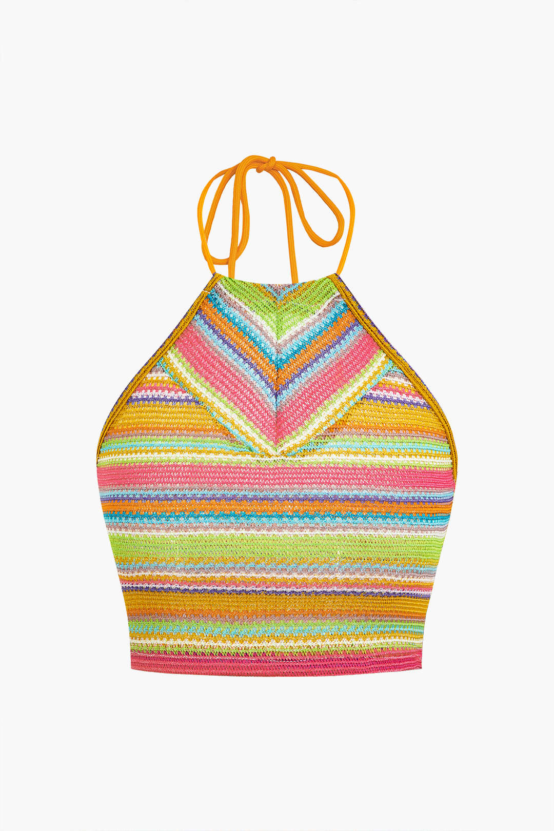 Rainbow Crochet Tie Halter Tank Top And Mini Skirt Set