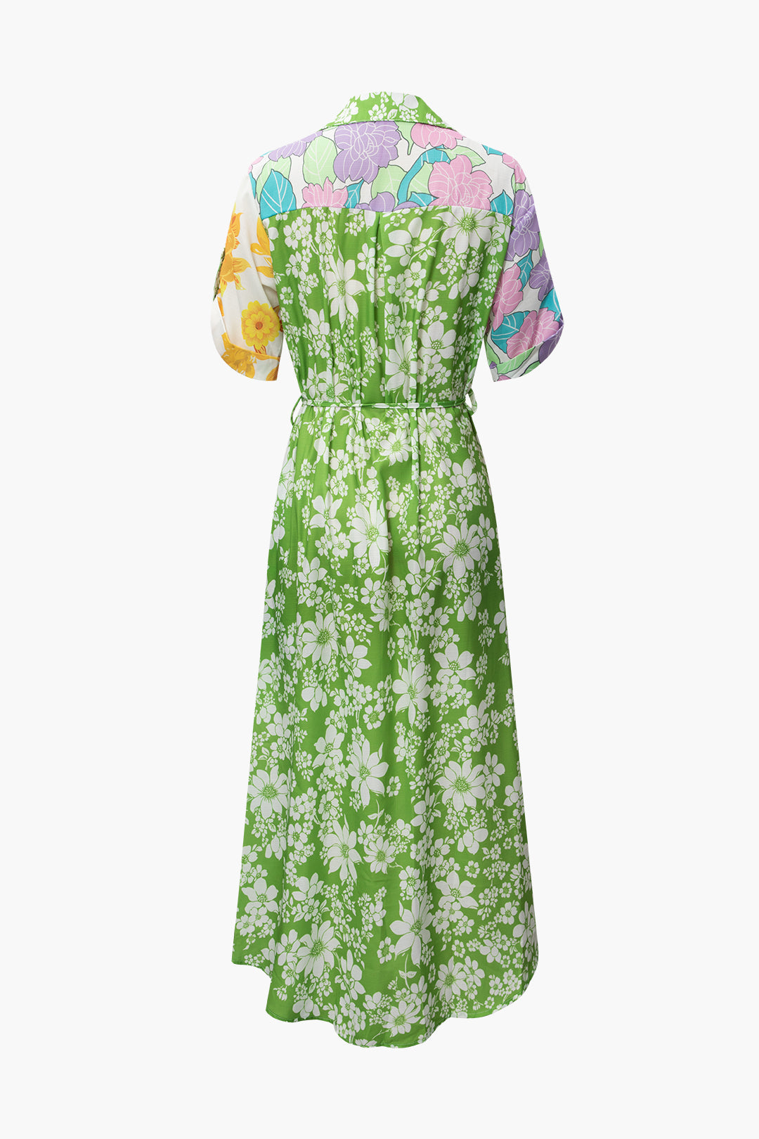 Floral Print Belt Maxi Dress