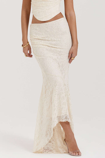 Lace Asymmetrical Hem Mermaid Skirt