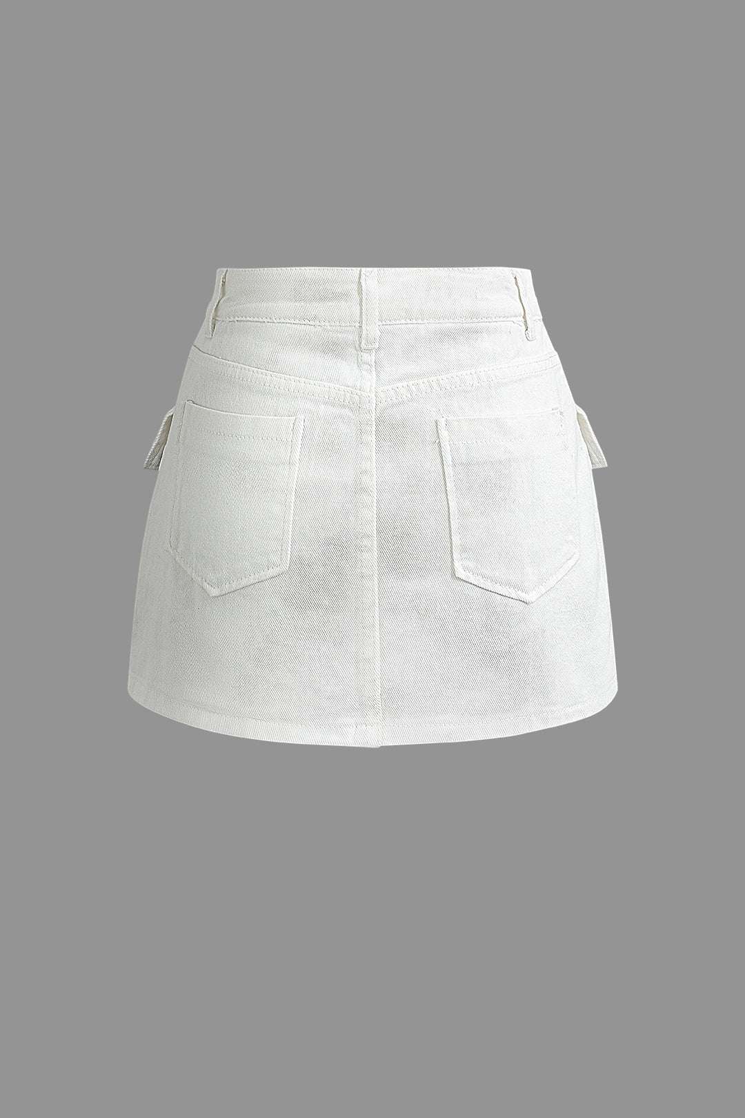 Belt Detail Flap Pocket Denim Mini Skirt