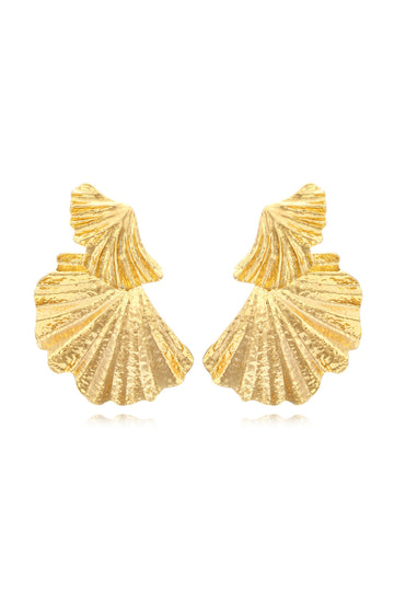 Ginkgo Leaves Shaped Metal Stud Earrings