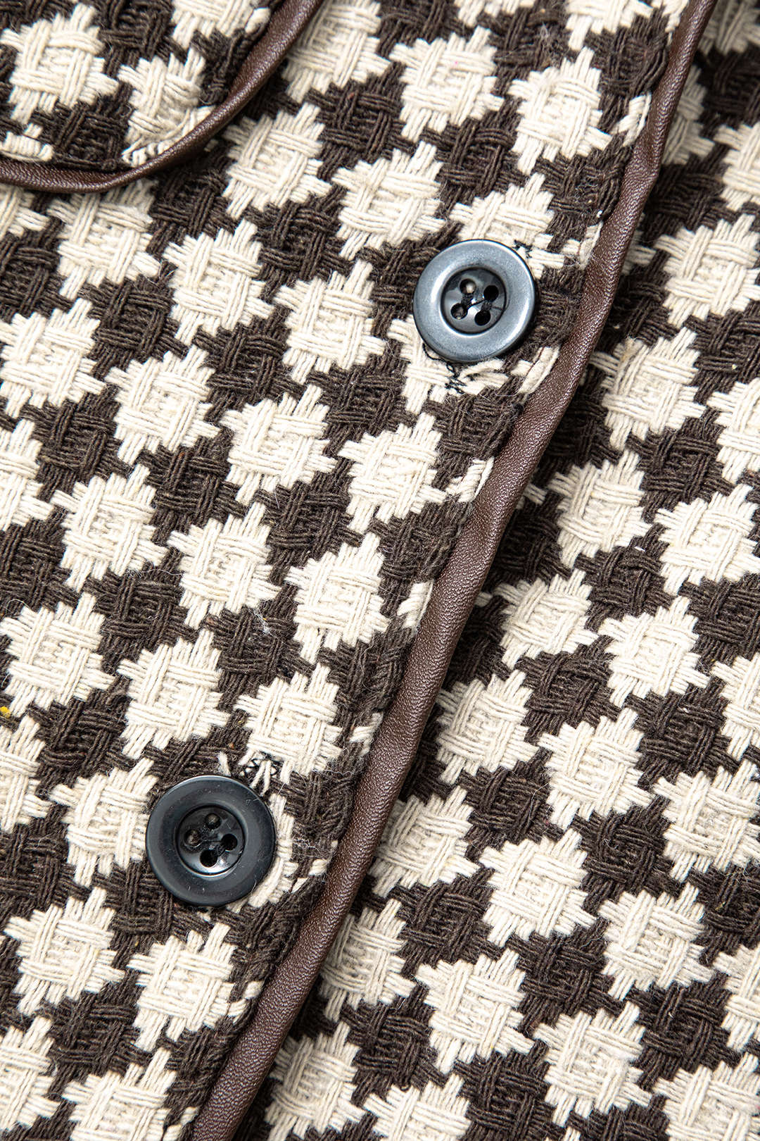 Contrast Trim Check Pattern Flap Pocket Jacket