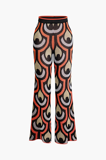 Geometric Pattern Straight Leg Pants