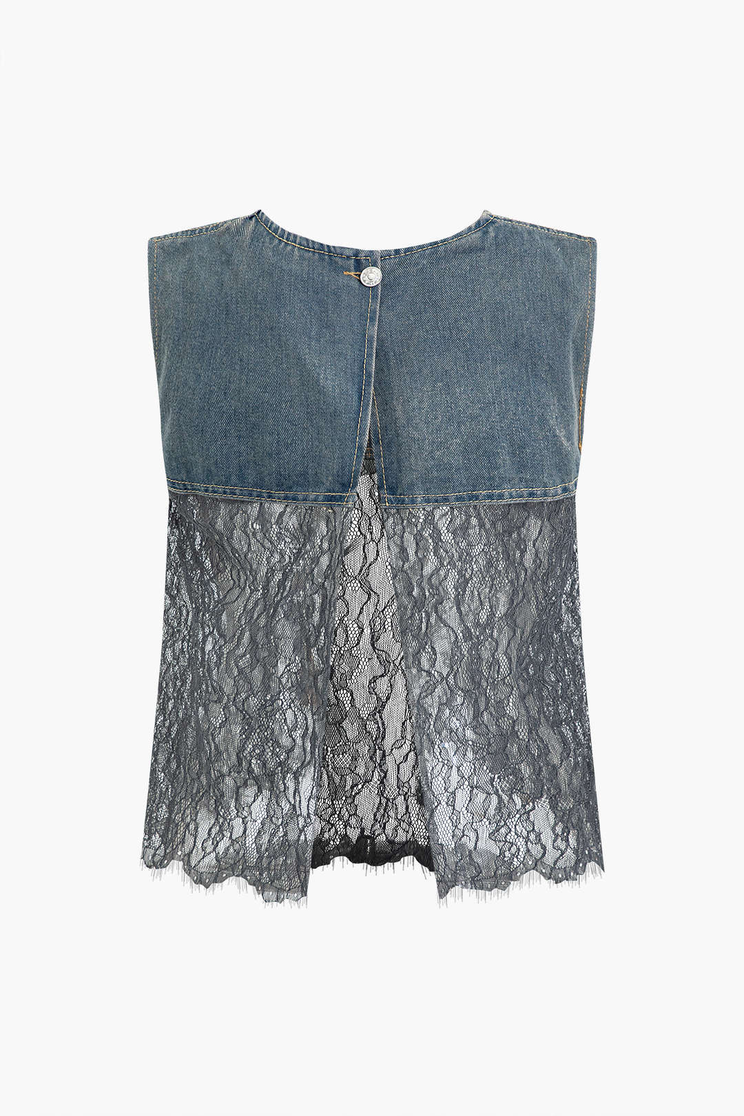 Lace Patchwork Denim Tank Top