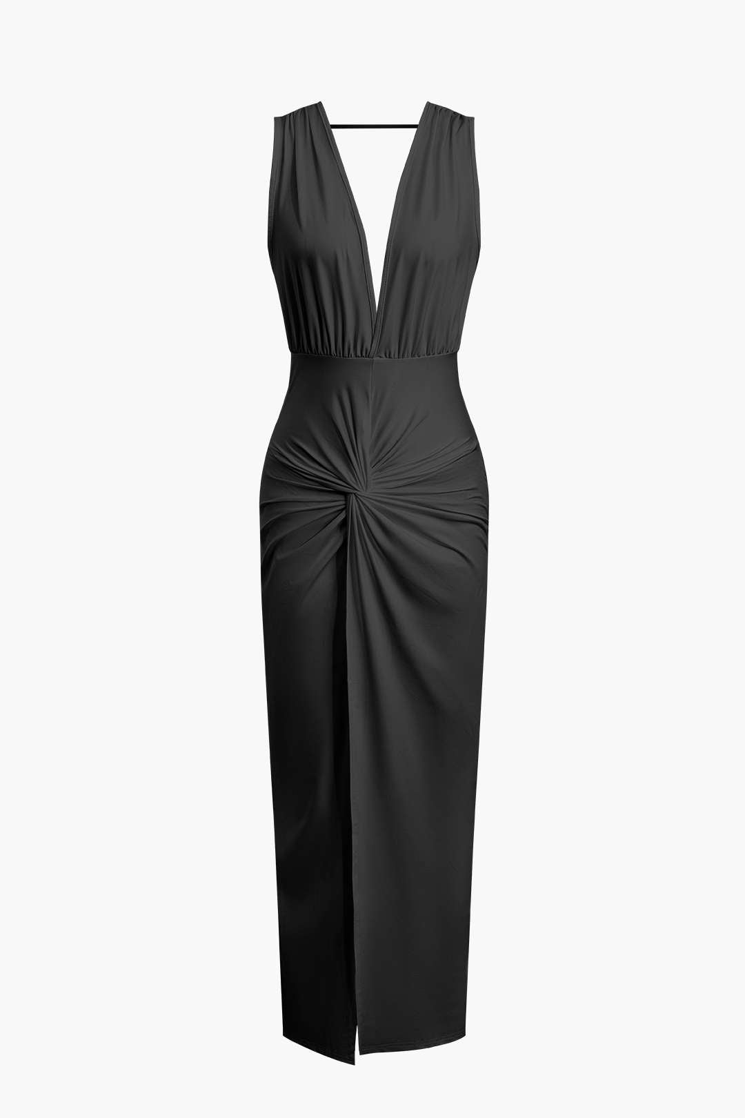 Twist V-neck Slit Backless Midi Dress