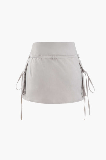 Low Rise Tie Cargo Mini Skirt