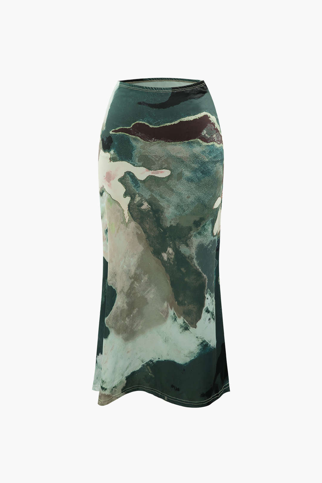 Watercolor Print Midi Skirt