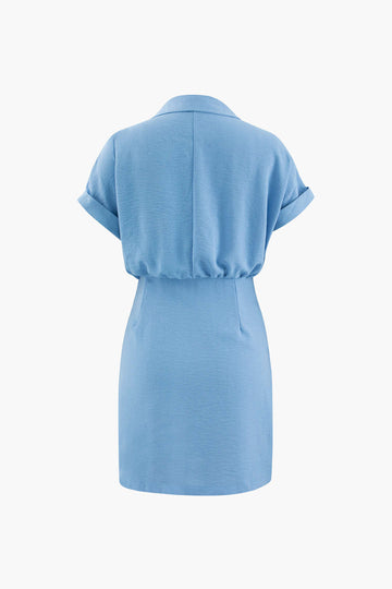 Ruched Detail Mini Shirt Dress