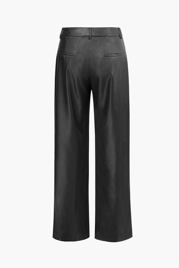 Faux Leather Straight Leg Pants