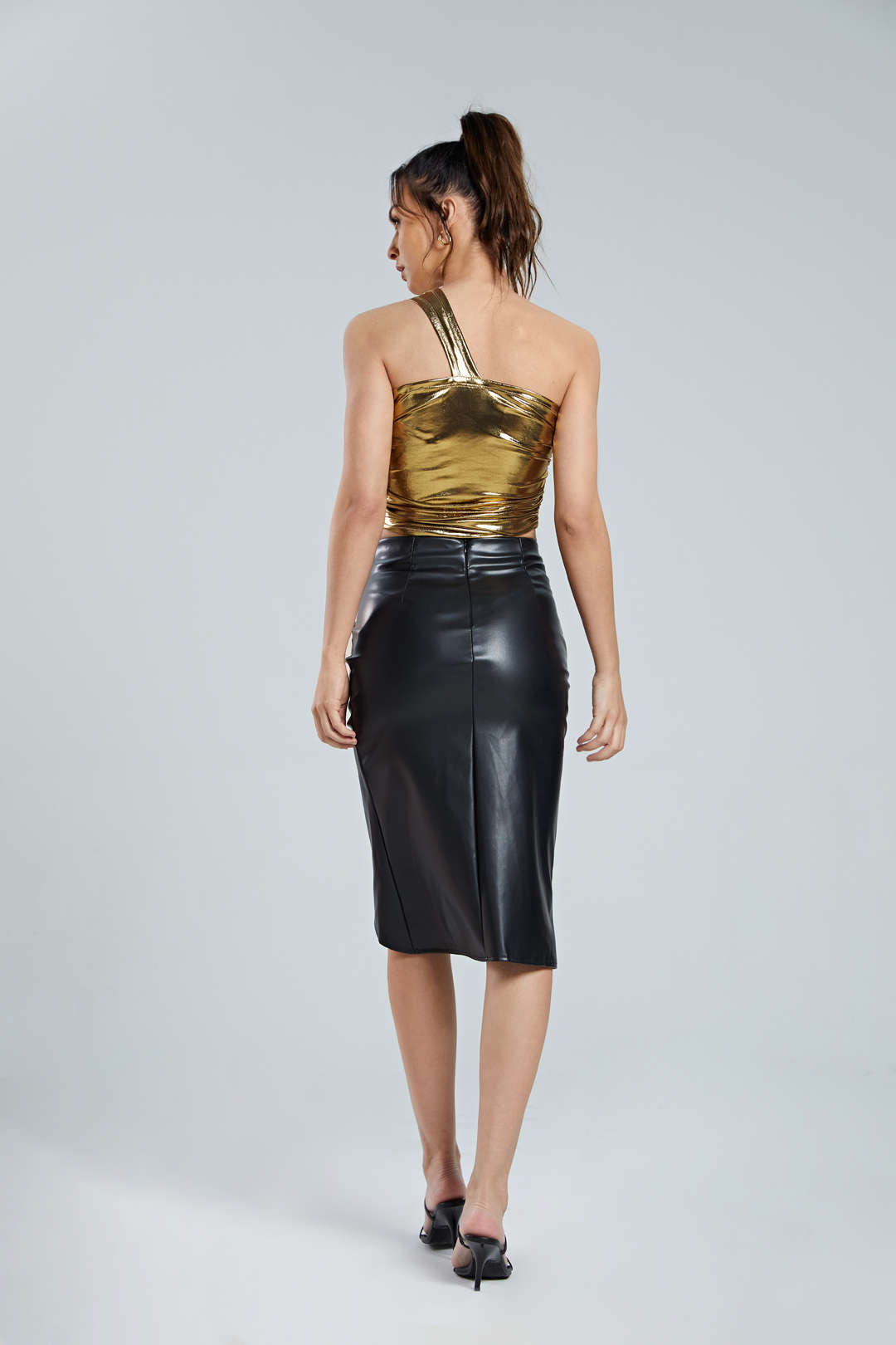 Metallic One Shoulder Cami Top