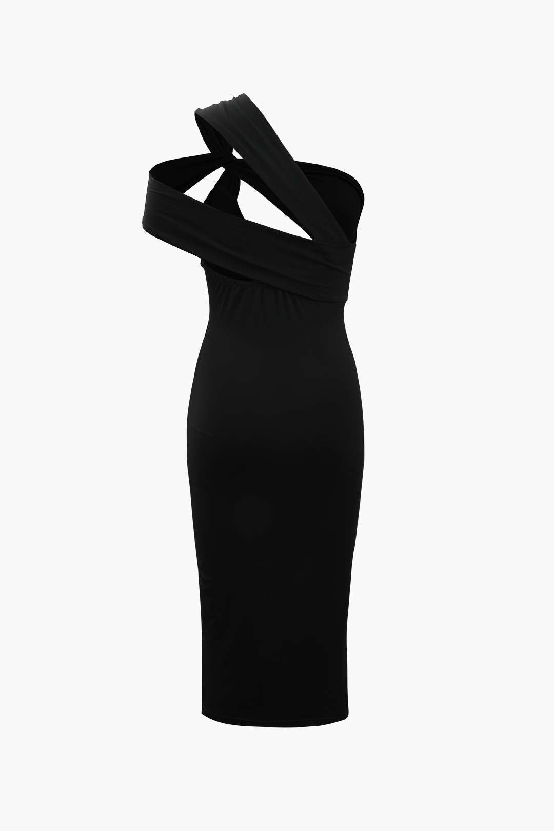 Asymmetric Shoulder Cut Out Midi Dress